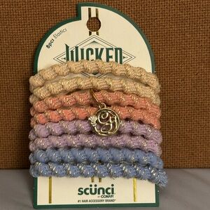 Scunci Wicked Glinda 8Pcs. Braided Hair Ties Elastics with Gold Charm